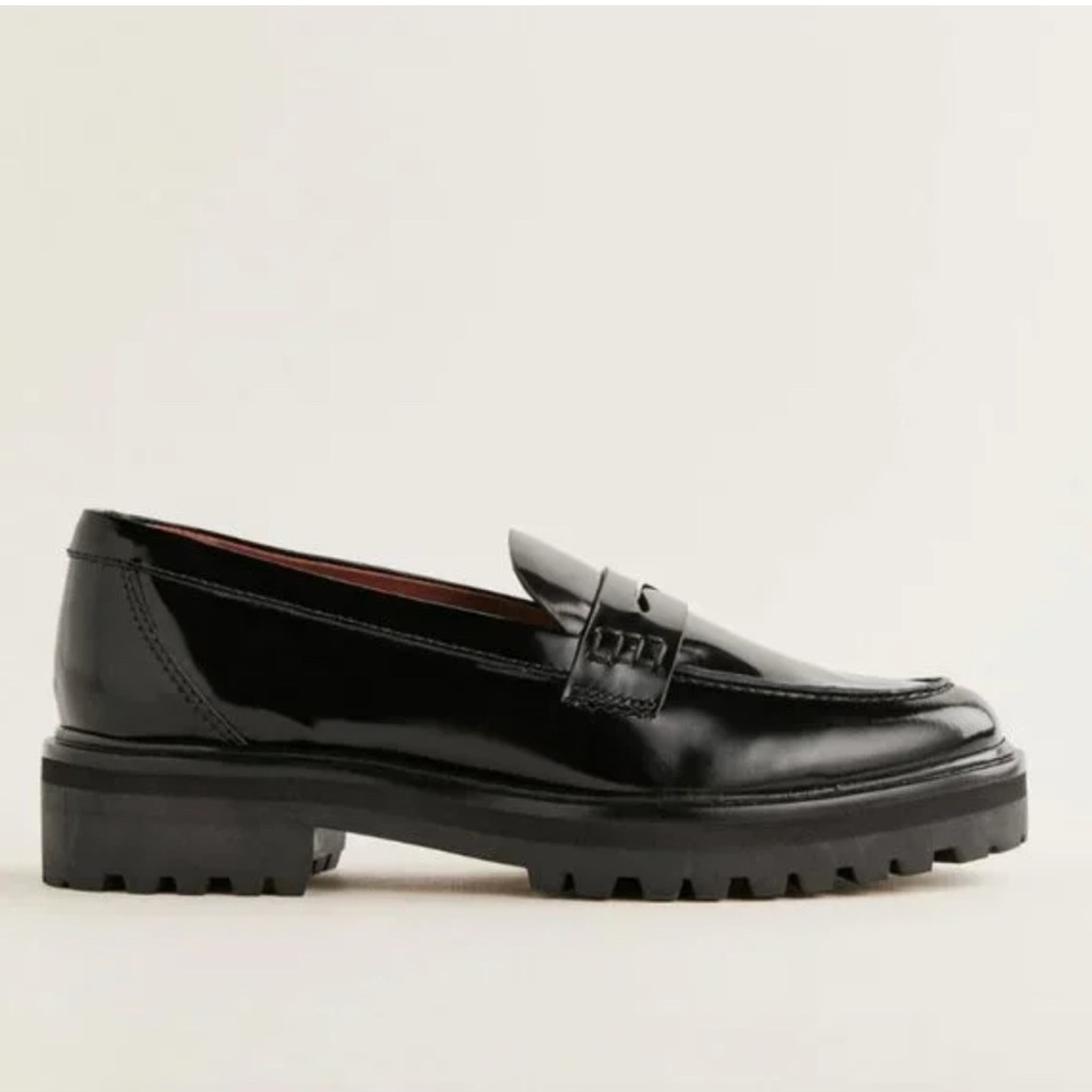 Reformation Agathea Lug Sole Black Penny Loafers 10